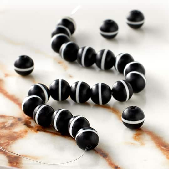 12 Packs: 23 ct. (276 total) Black & White Dyed Agate Round Beads, 7.5mm by Bead Landing™